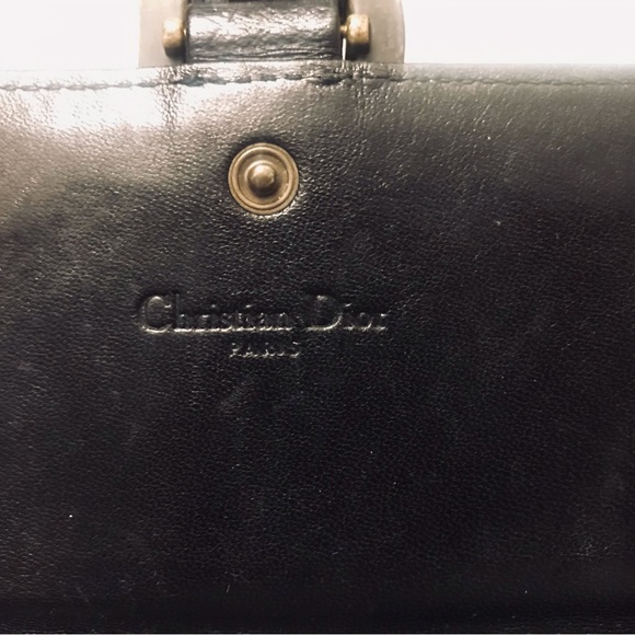 Christian Dior Cannage Vintage Wristlet Clutch Wallet  Black Leather (AUTHENTIC) - Picture 9 of 12
